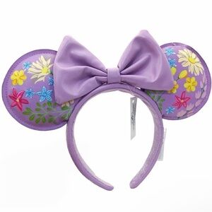 New Disney Parks Headband Purple Flowers Loungefly Minnie Mouse Ears